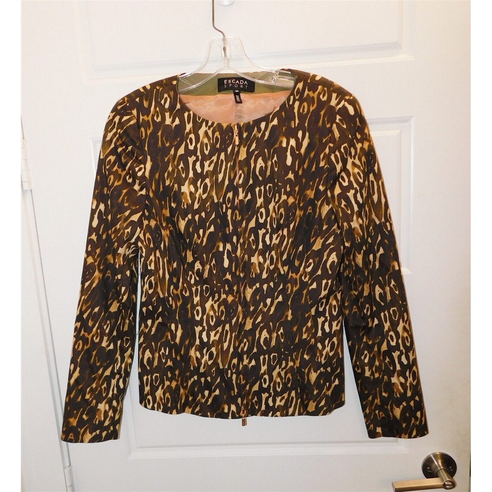 Escada Sport Animal Print Zip‎ Jacket sz 36
